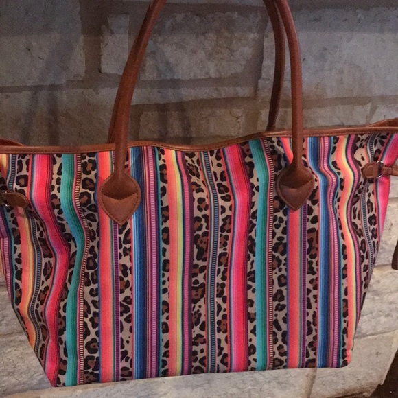 leopard serape tote